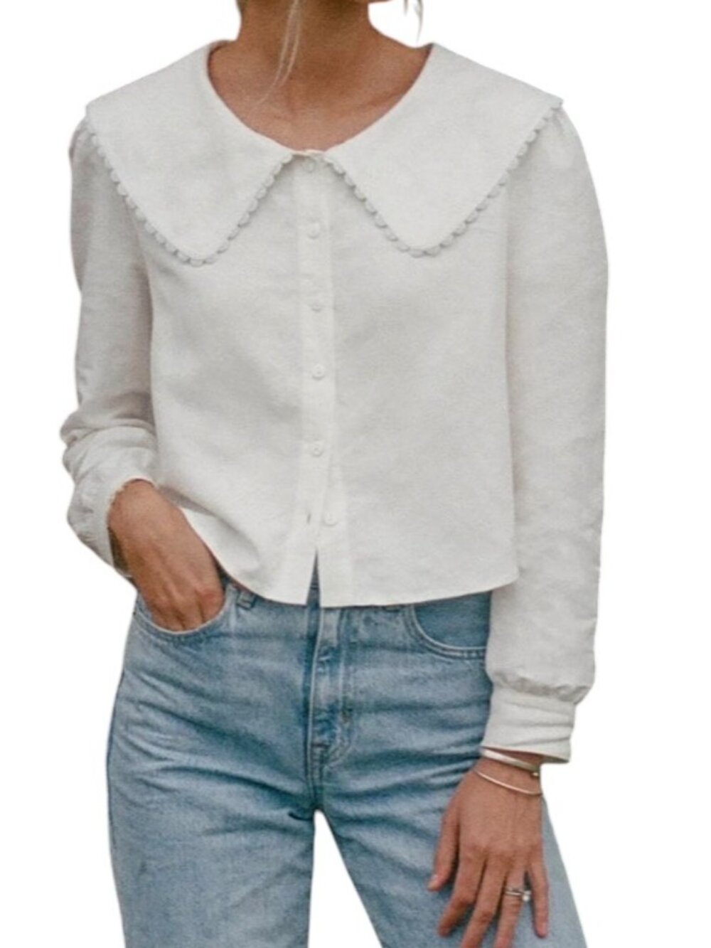 Few Moda Maddie Prior-Hull Alfresco Linen Sailor Collar Top S
